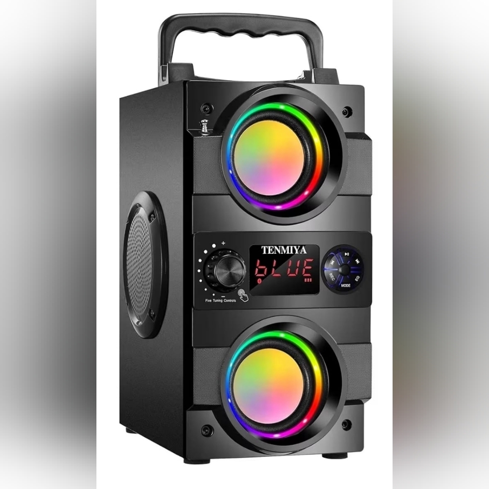 Black Portable Bluetooth Party Speaker with RGB Lights